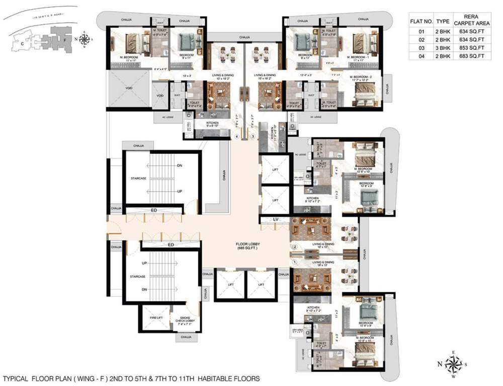  choice c and f wing F Wing Cluster Plan From 2nd To 5th, 7th To 11th Floor 