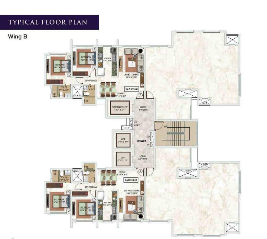 verve Wing B   Ground To 10th And 11th Part Floor Cluster Plan for Typical Floor