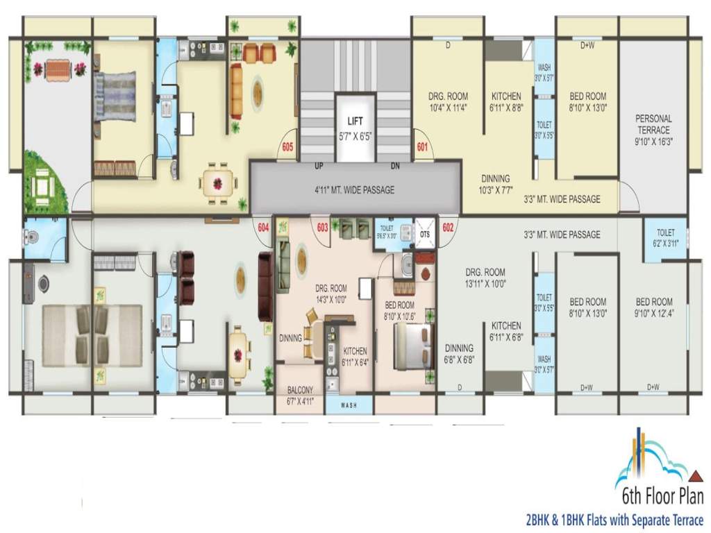  skyz Sagar Skyz Cluster Plan for 6th Floor