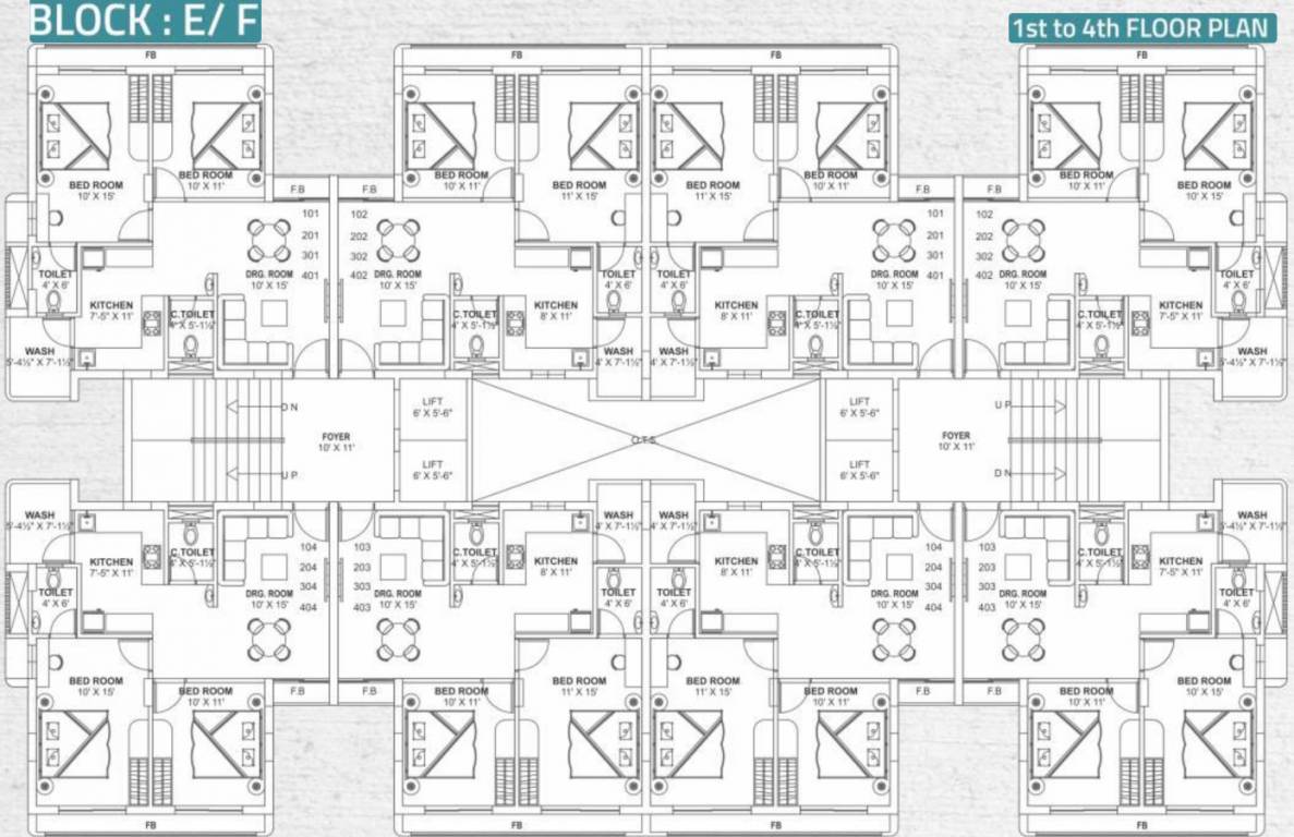  sld nirvana Block E/F Cluster Plan from 1st to 4th Floor