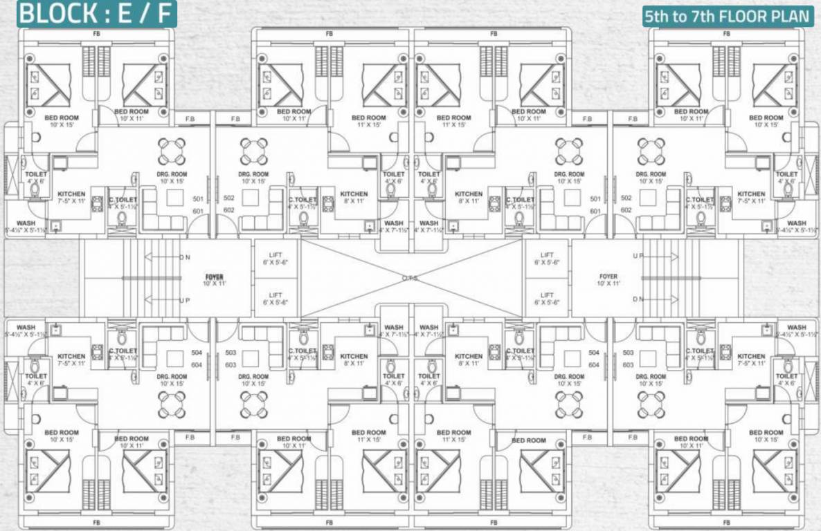  sld nirvana Block E/F Cluster Plan from 5th to 7th Floor