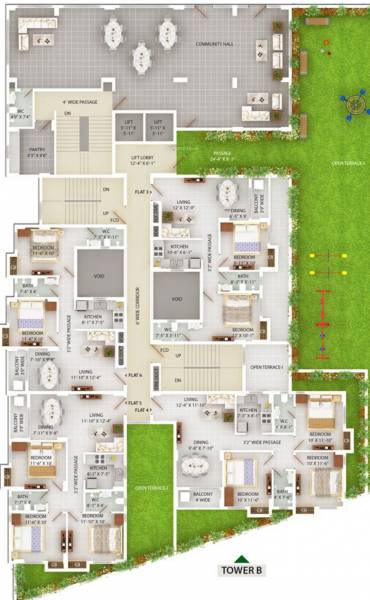  sri-krishna-kunj-residency Tower B Cluster Plan For 1st Floor