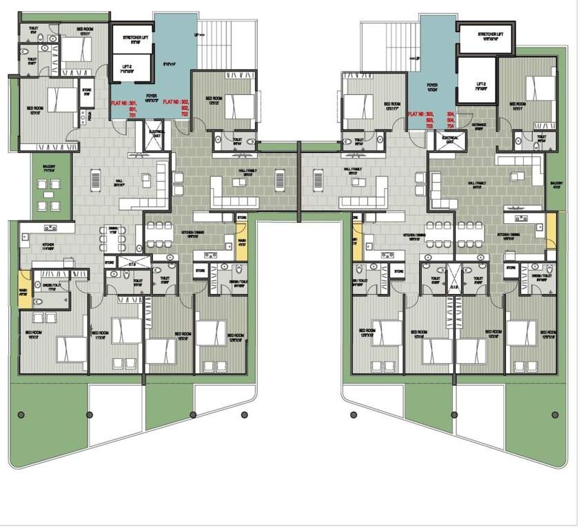  anjaneya wingz Anjaneya Wingz Cluster Plan from 1st to 6th Floor