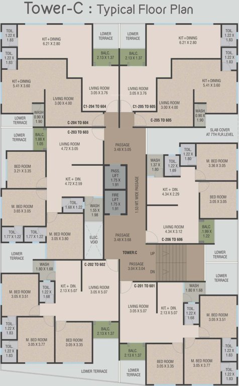 prakruti aarya C Cluster Plan from 1st to 6th Floor