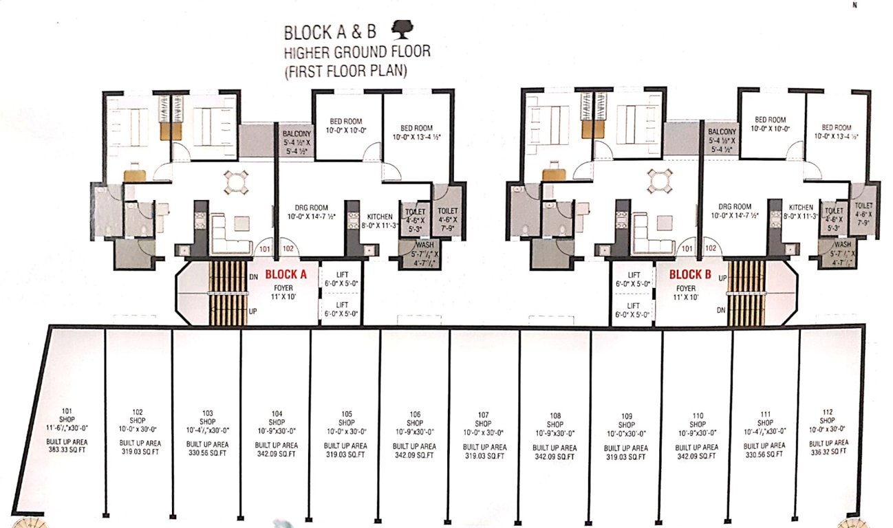  silver kalp apartment Block A+B Cluster Plan for 1st Floor