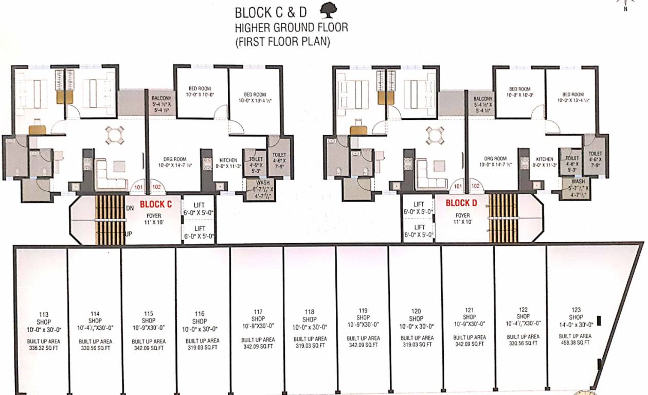  silver kalp apartment Block C+D Cluster Plan for 1st Floor