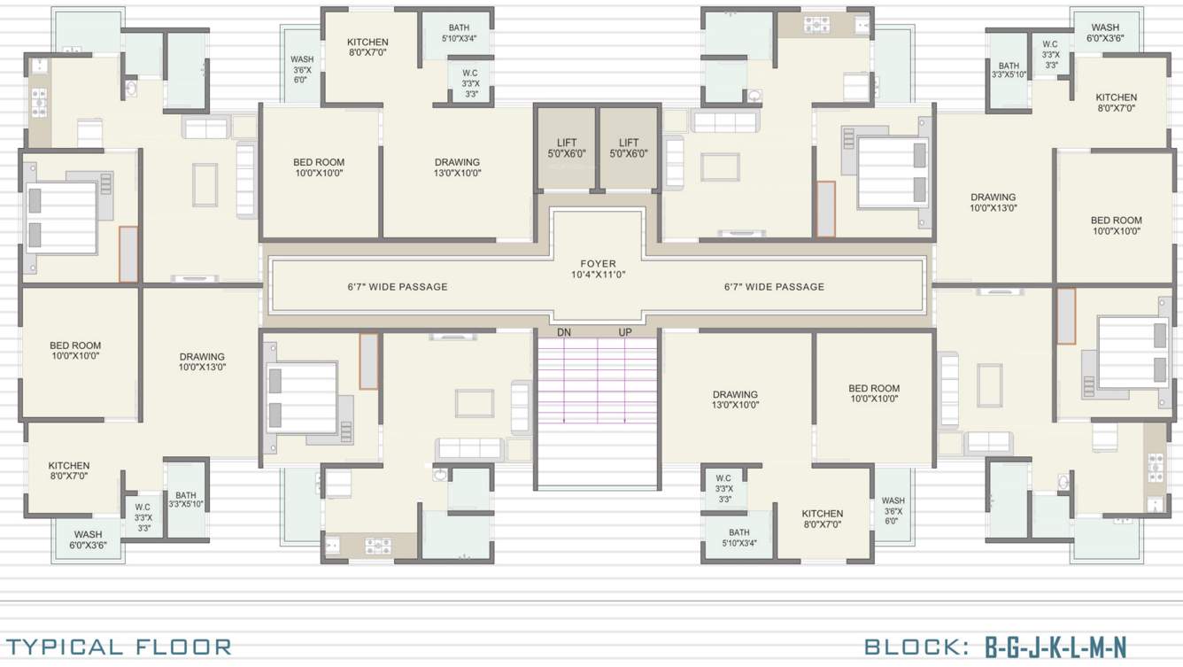  parasmani city Block B, Block G, Block J, Block K, Block L, Block M And Block N Cluster Plan from 1st to 4th Floor