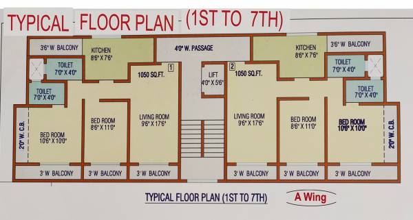  gurukrupa-ashish Wing A Cluster Plan from 1st to 7th Floor