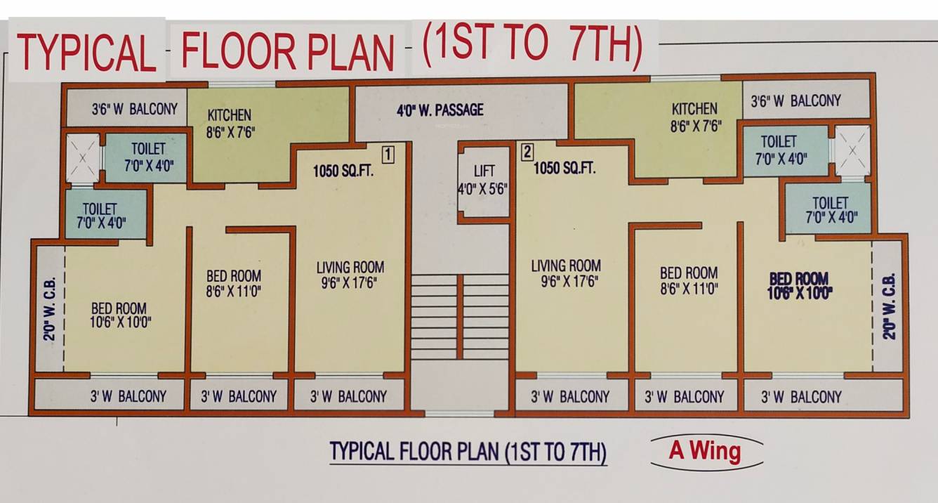  gurukrupa ashish Wing A Cluster Plan from 1st to 7th Floor