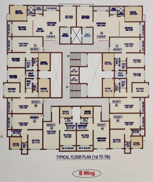  gurukrupa ashish Wing B Cluster Plan from 1st to 7th Floor