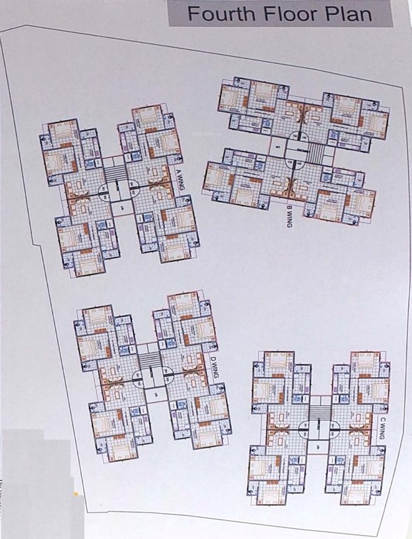 india heights Wing A,B,C,D Cluster Plan for 4th Floor