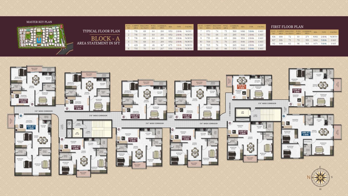  sapphire Block A Cluster Plan from 1st to 6th Floor