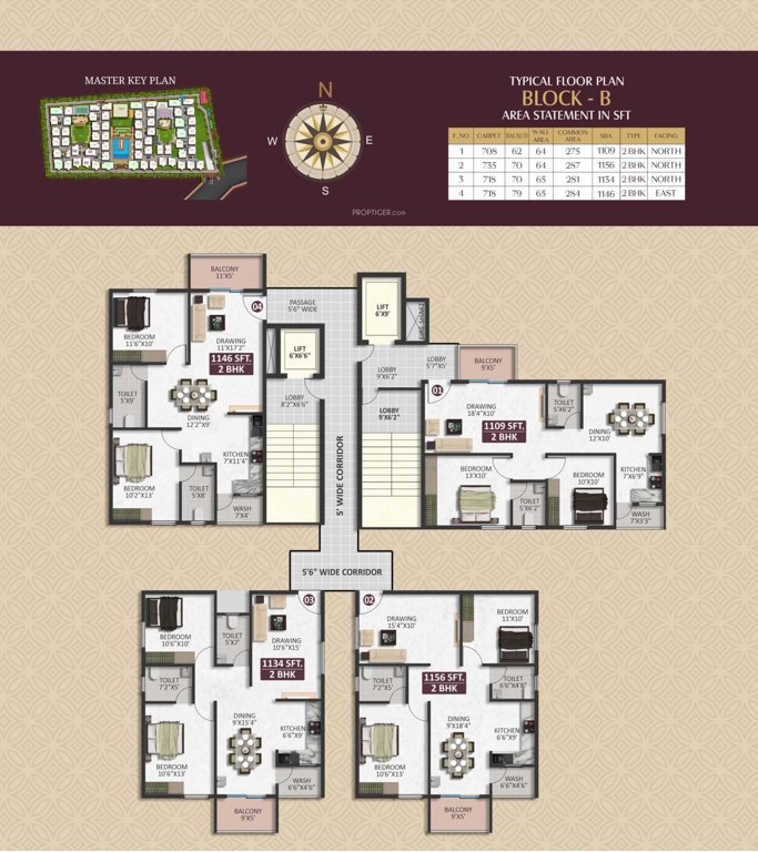  sapphire Block B Cluster Plan from 1st to 6th Floor