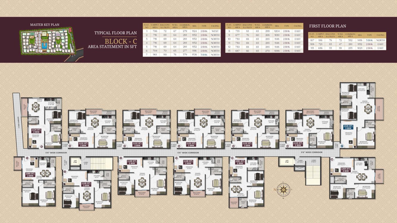  sapphire Block C Cluster Plan from 1st to 6th Floor