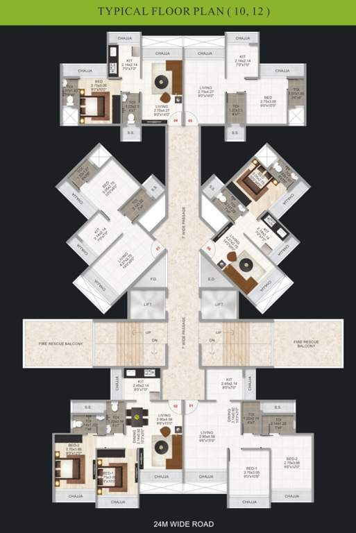  tulsi heights Tulsi Heights Cluster Plan for 10th And 12th Floor
