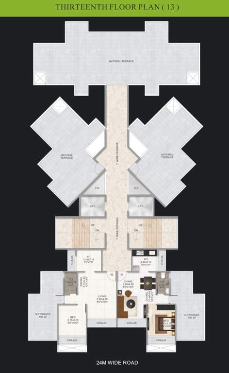  tulsi heights Tulsi Heights Cluster Plan for 13th Floor