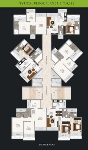  tulsi-heights Tulsi Heights Cluster Plan for 3rd, 5th, 7th, 9th And 11th Floor