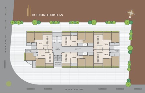  pushti-skyline Pushti Skyline Cluster Plan from 1st to 6th Floor