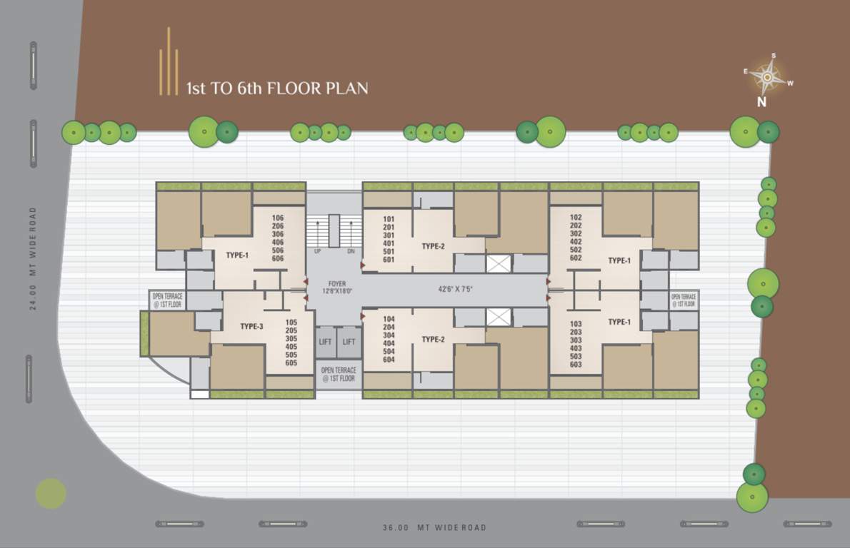  pushti skyline Pushti Skyline Cluster Plan from 1st to 6th Floor