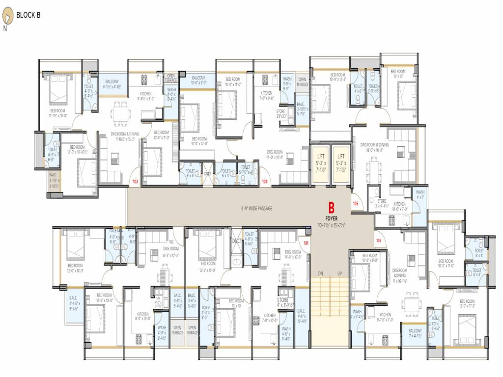  rainbow rivera Tower B Cluster Plan from 1st to 7th Floor