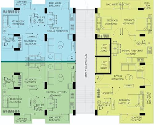  the-69-bidhannagar-unit-2 Rangamati Unit I Cluster Plan For Typical