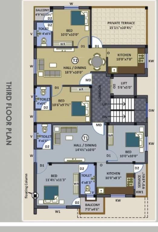  sri hari flats Sri Hari Flats Cluster Plan For 3rd Floor