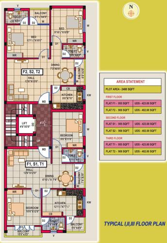  anugraha-residency Anugraha Residency Cluster Plan from 1st to 3rd Floor