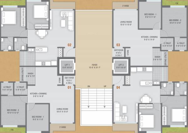  shyam-enclave Block D Cluster Plan from 1st to 14th Floor