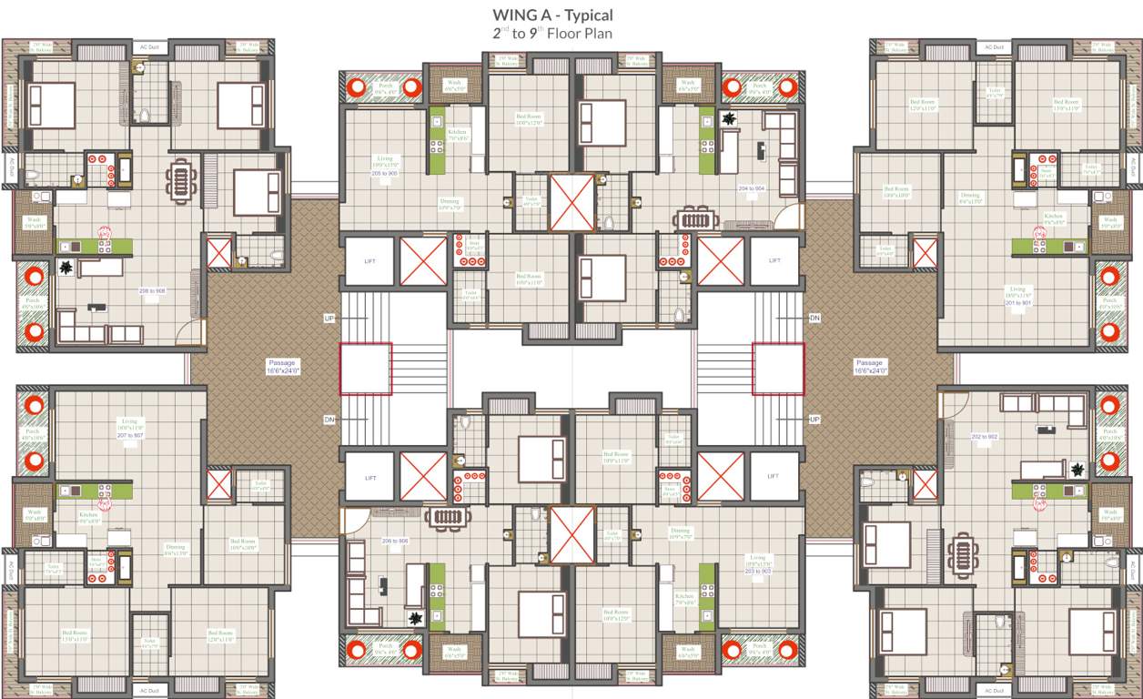  siddhi heritage Tower A Cluster Plan from 2nd to 9th Floor
