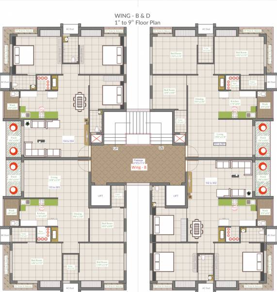 Tower B Cluster Plan from 1st to 9th Floor siddhi-heritage Tower B Cluster Plan from 1st to 9th Floor
