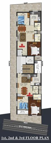 lakshmi Meenakshi Lakshmi Cluster Plan from 1st to 3rd Floor