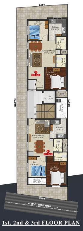  lakshmi Meenakshi Lakshmi Cluster Plan from 1st to 3rd Floor