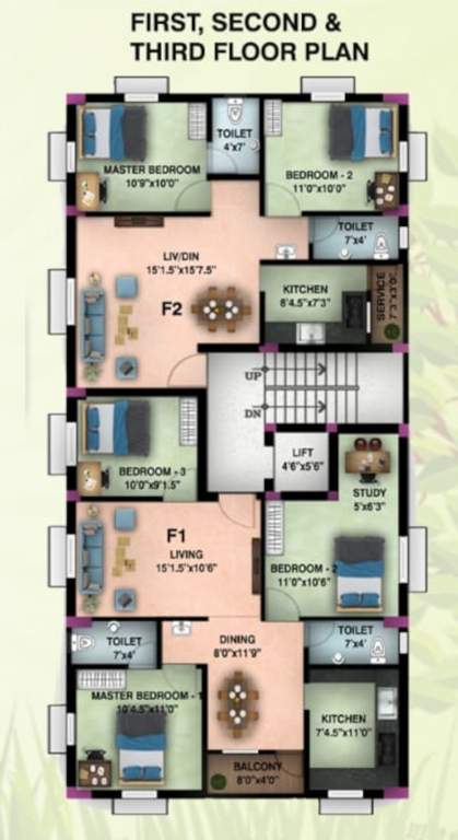  almond Almond Cluster Plan from 1st to 3rd Floor