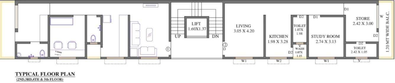  ravipushpa apartment Ravipushpa Apartment Cluster Plan from 2nd to 5th Floor