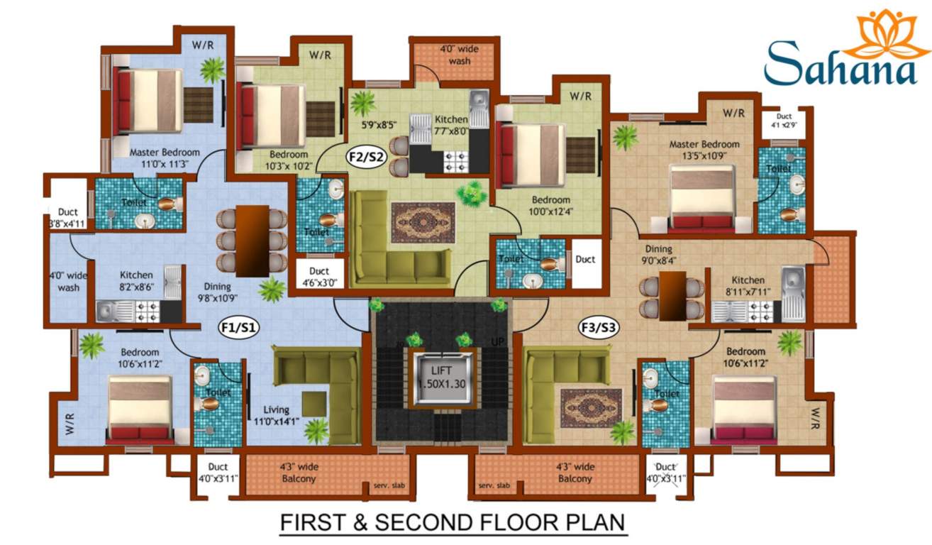 sahana Kaaviya Sahana Cluster Plan from 1st to 2nd Floor