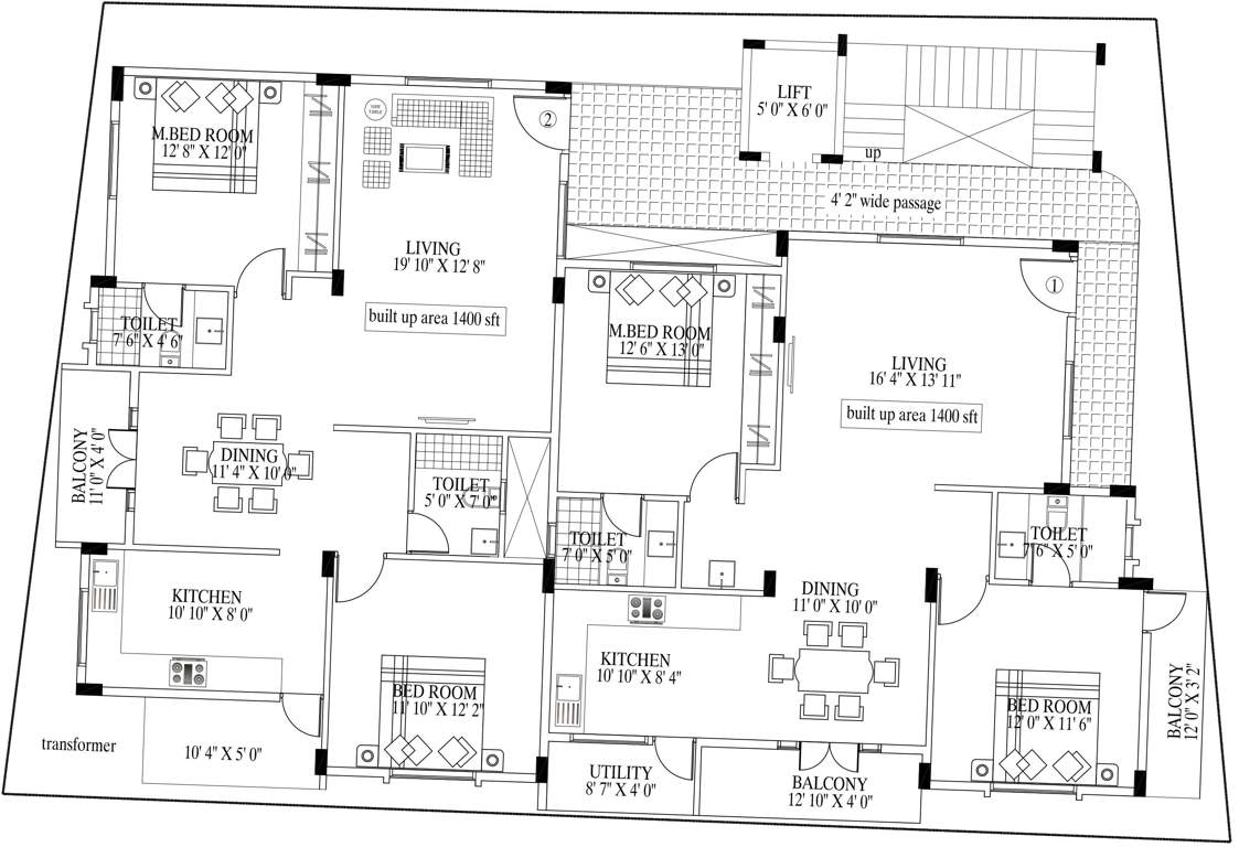  residency Sri Vinakaya Residency Cluster Plan from 1st to 5th Floor