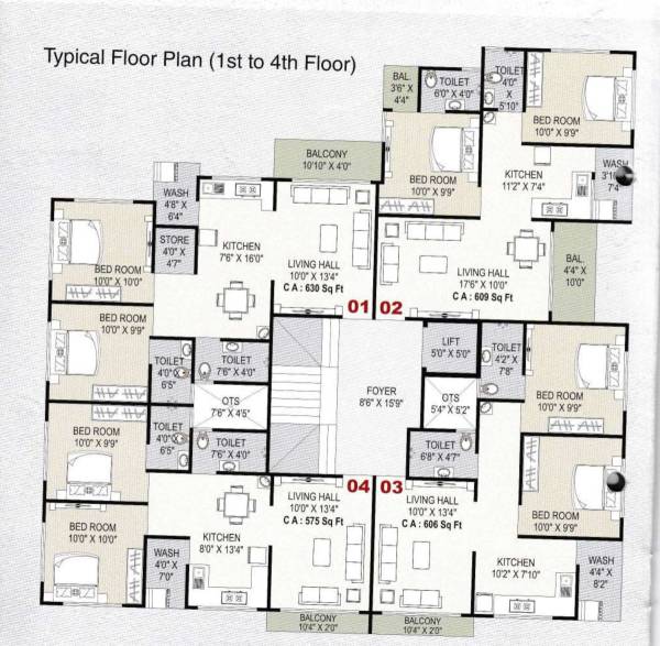  jalaram-complex Block B Cluster Plan from 1st to 4th Floor