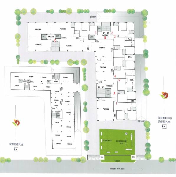  binory-residency Block A, Block B And Block C  Cluster Plan for ground Floor