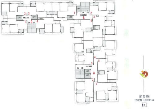  binory-residency Block A, Block B And Block C Cluster Plan from 1st to 7th Floor