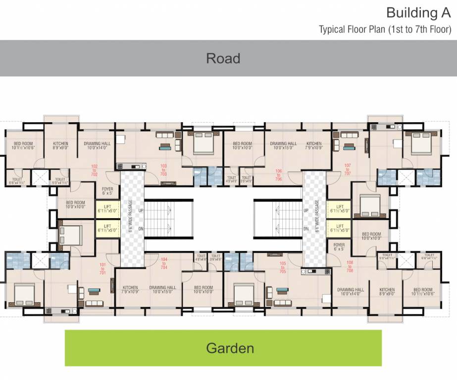park Tower A Cluster Plan from 1st to 7th Floor