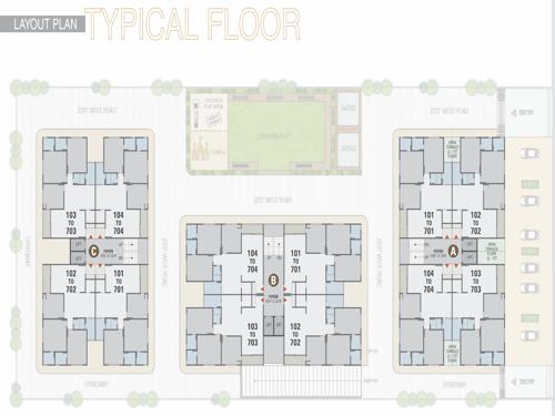 orchid-paradise Tower A, B & C  Cluster Plan from 1st to 7th Floor