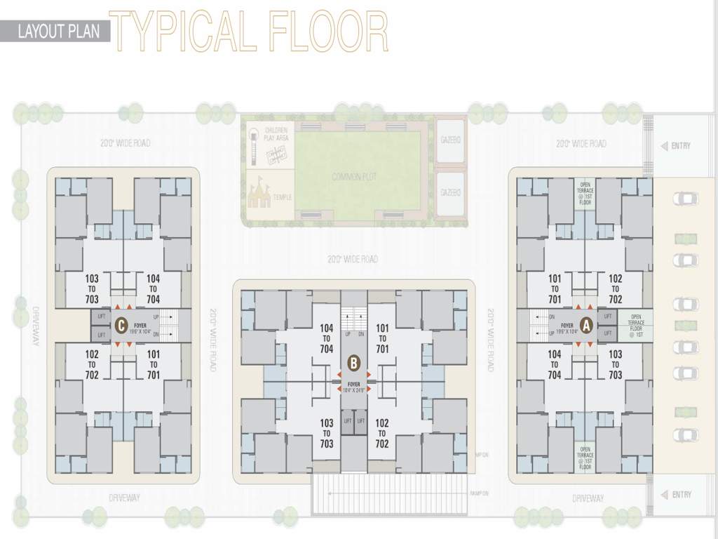  orchid paradise Tower A, B & C  Cluster Plan from 1st to 7th Floor