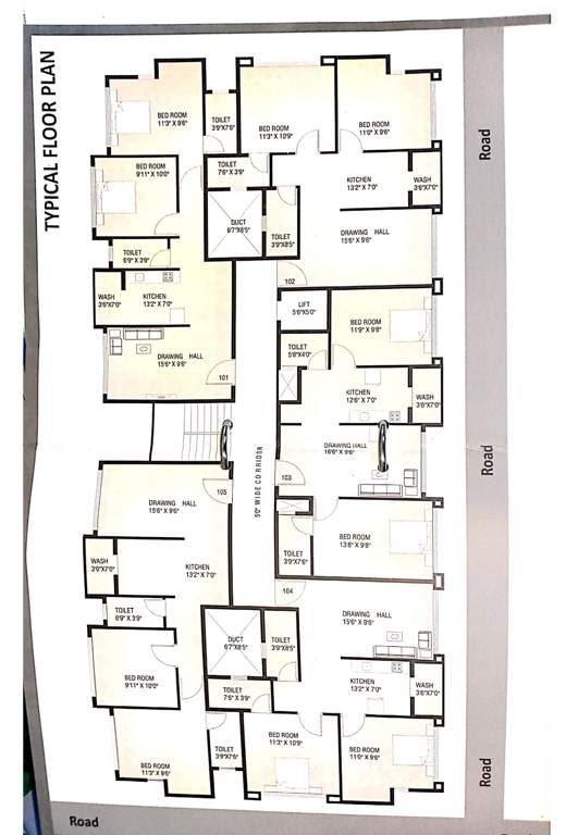 apartment Sai Shakti Apartment Cluster Plan from 1st to 4th Floor