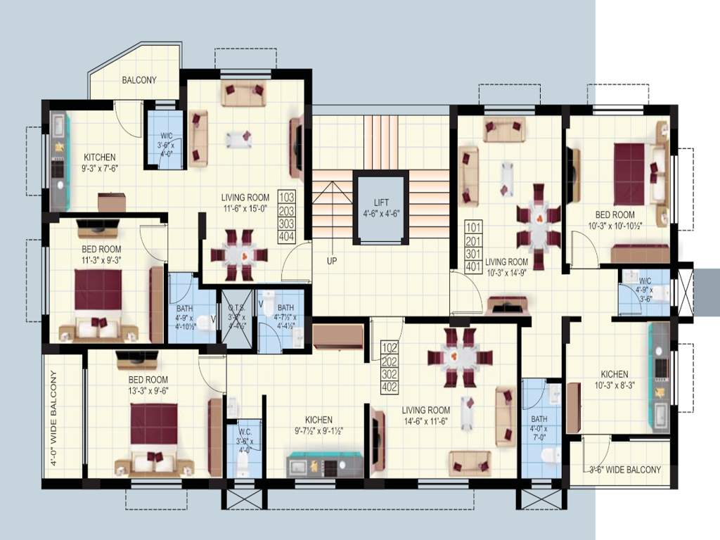 shree mangal murty apartment Tower B Cluster Plan from 1st to 4th Floor