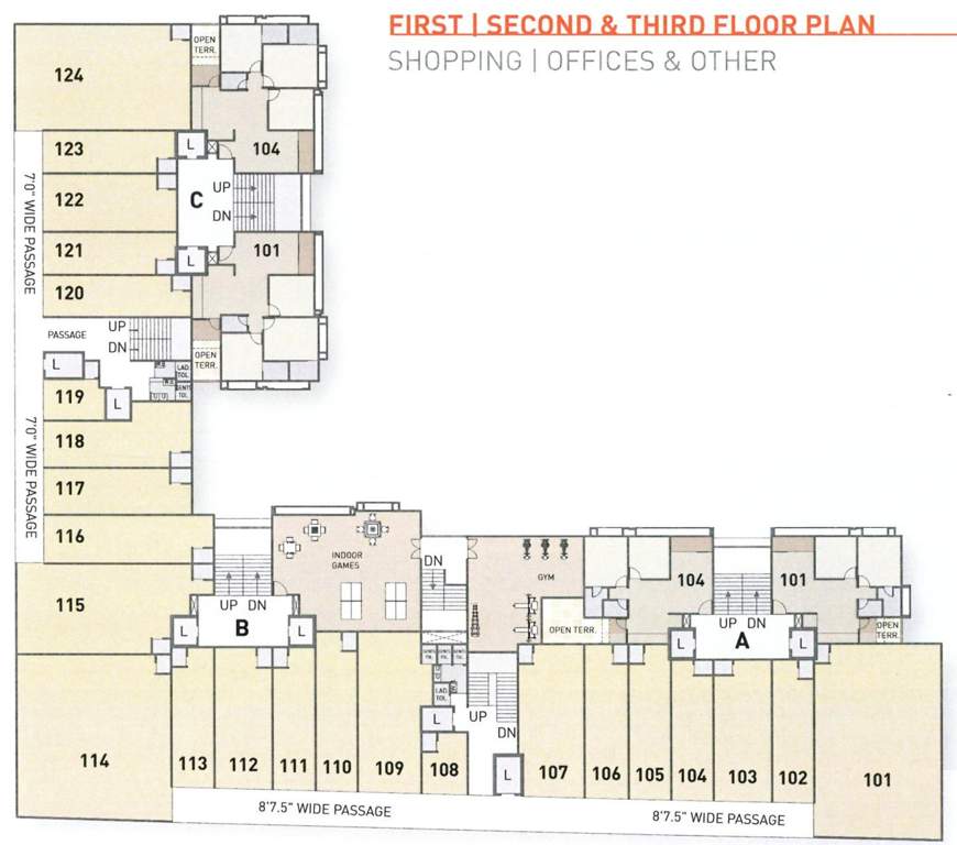  kalash square Block A, Block B, Block C And Block D Cluster Plan from 1st to 3rd Floor