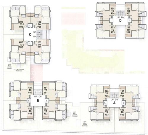  kalash-square Block A, Block B, Block C And Block D Cluster Plan from 1st to 9th Floor