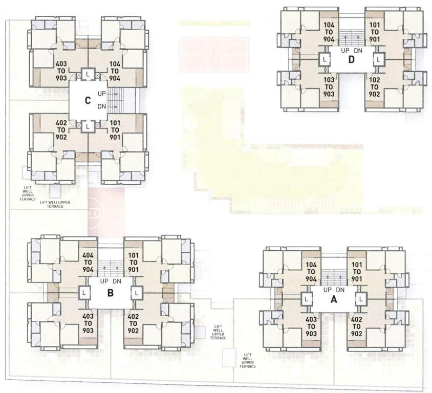  kalash square Block A, Block B, Block C And Block D Cluster Plan from 1st to 9th Floor