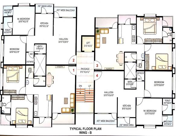  mithali-residency Tower B Cluster Plan from 1st to 4th Floor