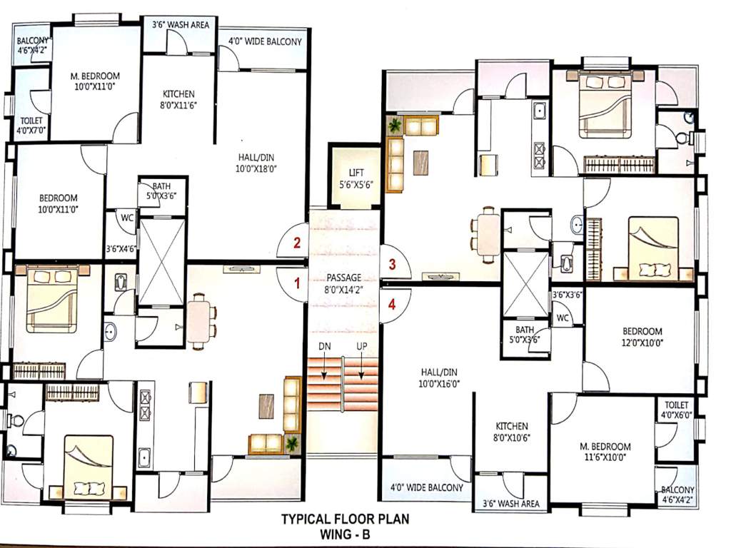  mithali residency Tower B Cluster Plan from 1st to 4th Floor