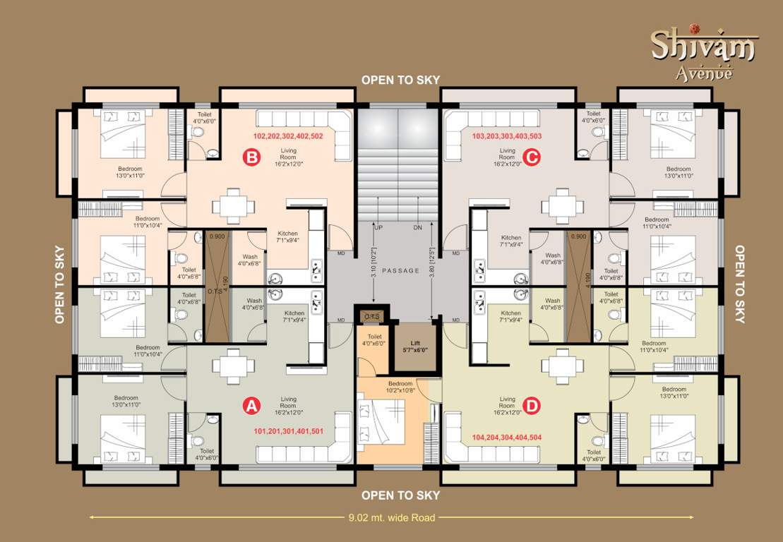  avenue Shivam Avenue Cluster Plan from 1st to 5th Floor